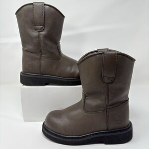 Georgia Boot Kids 7" Wellington Boots Size 11.5M‎ Brown Pull On Outdoor G099
